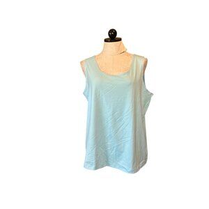 Chico's Light Turquoise Solid Shell Tank‎ Stretch Wide Strap Sz 3 (XL) Top